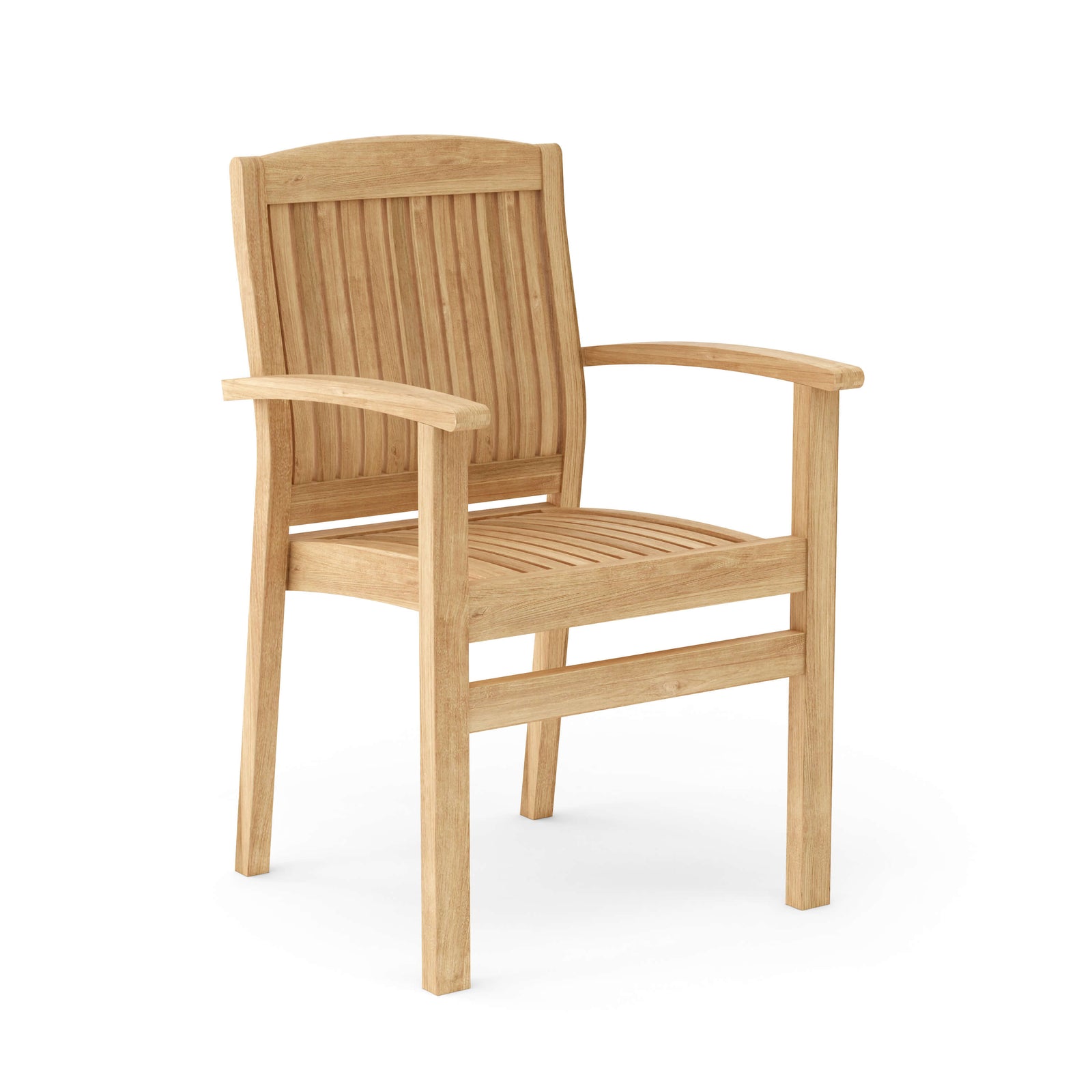 Wooden chair with armrests on a white background