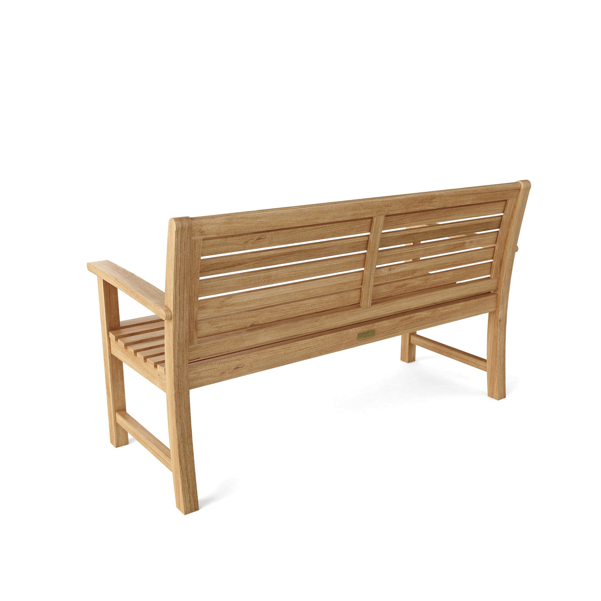 Wooden bench with slatted design on a white background
