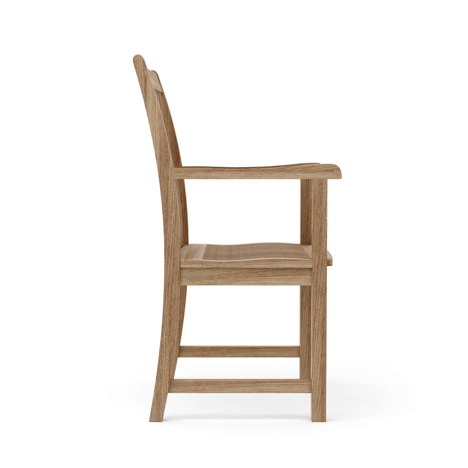 Wooden chair with armrests on a white background