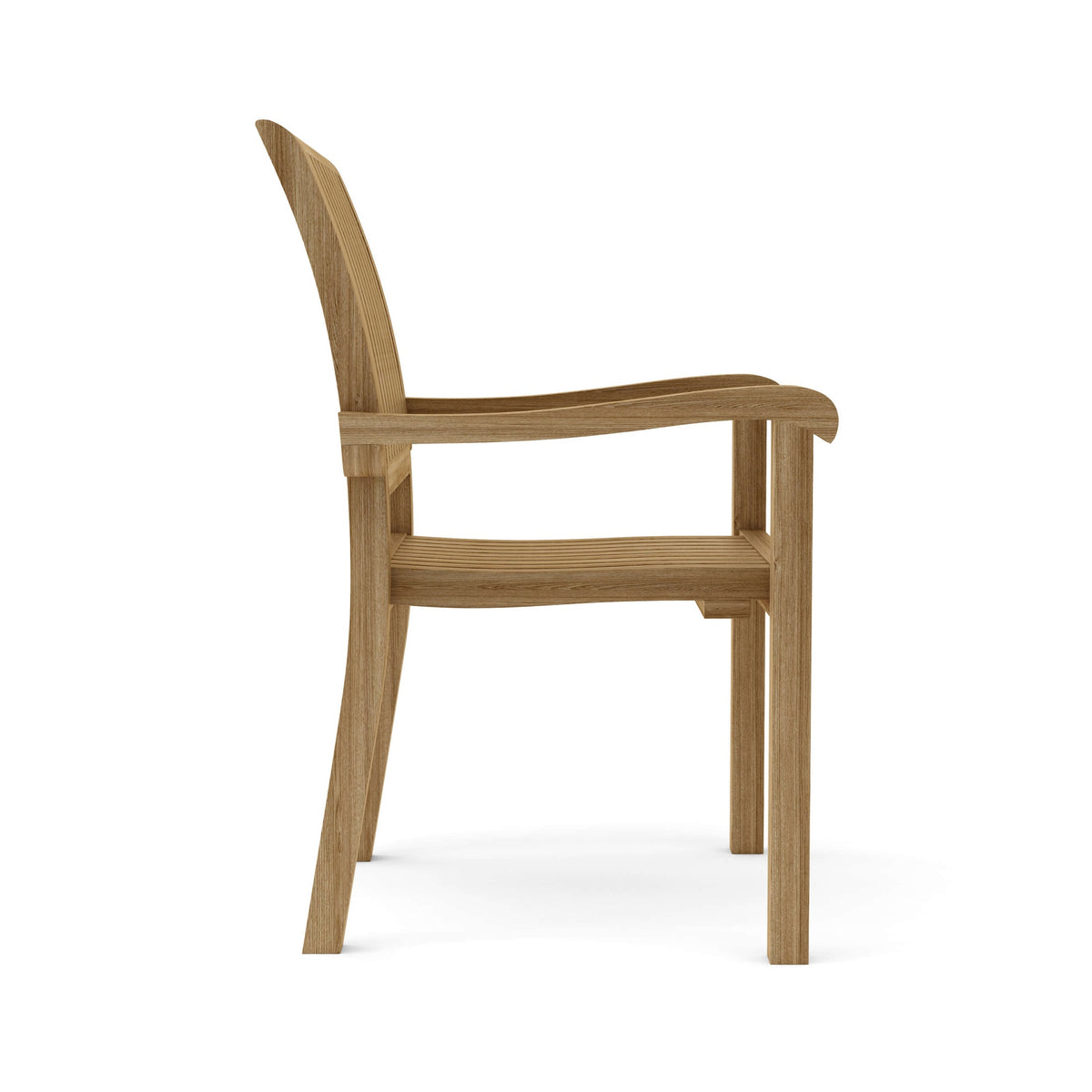 Anderson Teak Aspen Stackable Armchair Set of 4 - overhead view of four stacked teak chairs