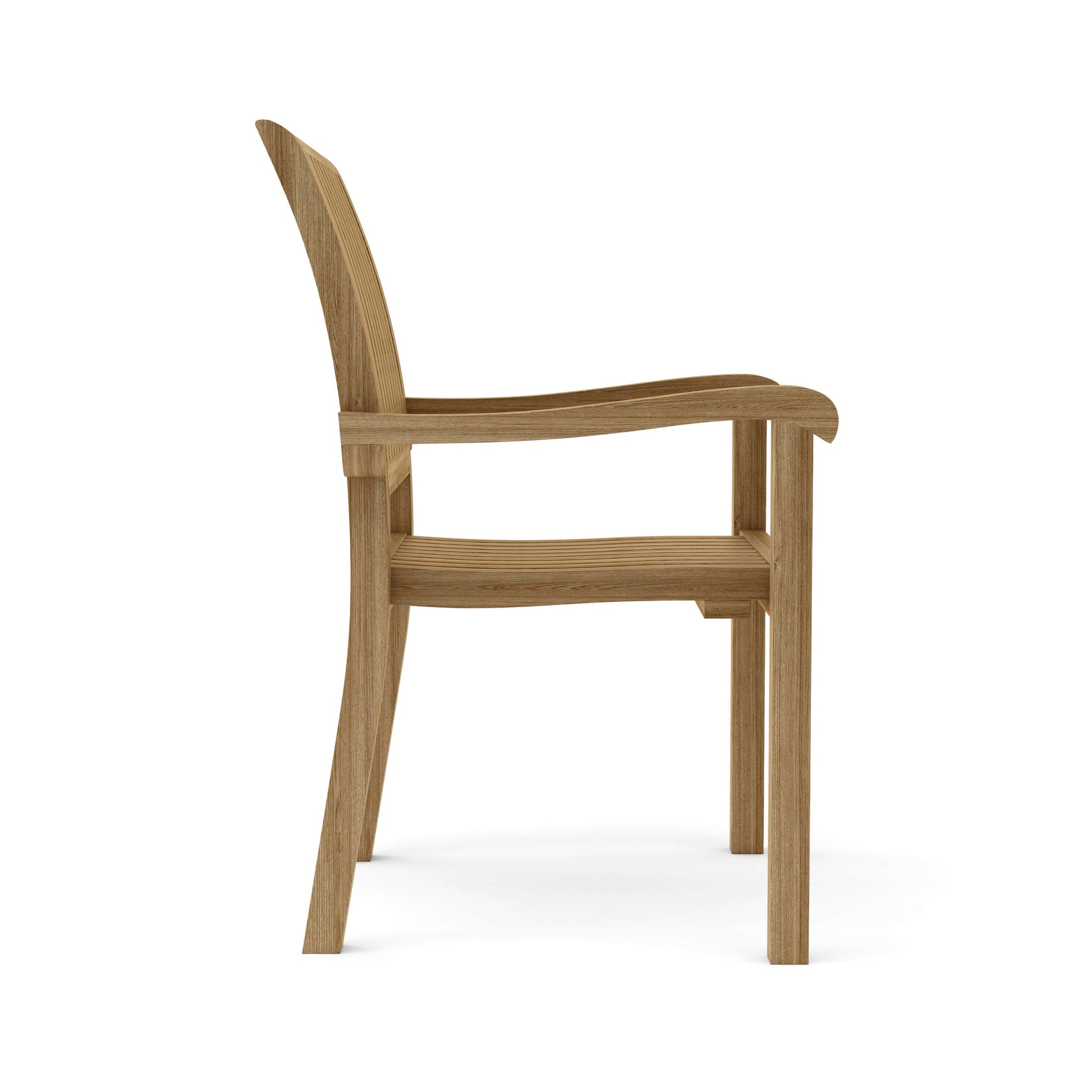 Anderson Teak Aspen Stackable Armchair Set of 4 - overhead view of four stacked teak chairs