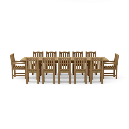 Wooden dining table with chairs on a white background