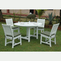 Regency 5-Piece Dining Set - Round Mahogany White Patio Table & Chairs