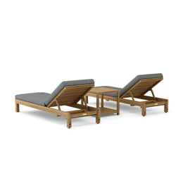 South Bay Glenmore 3 - Piece Teak Sun Lounger Set with Side Table
