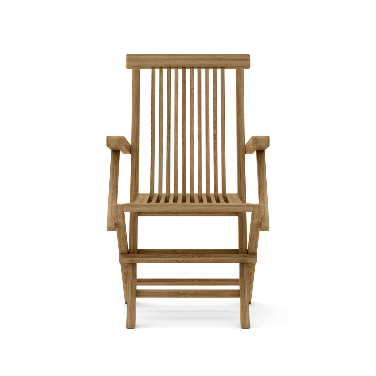 Wooden chair with slatted backrest on a white background