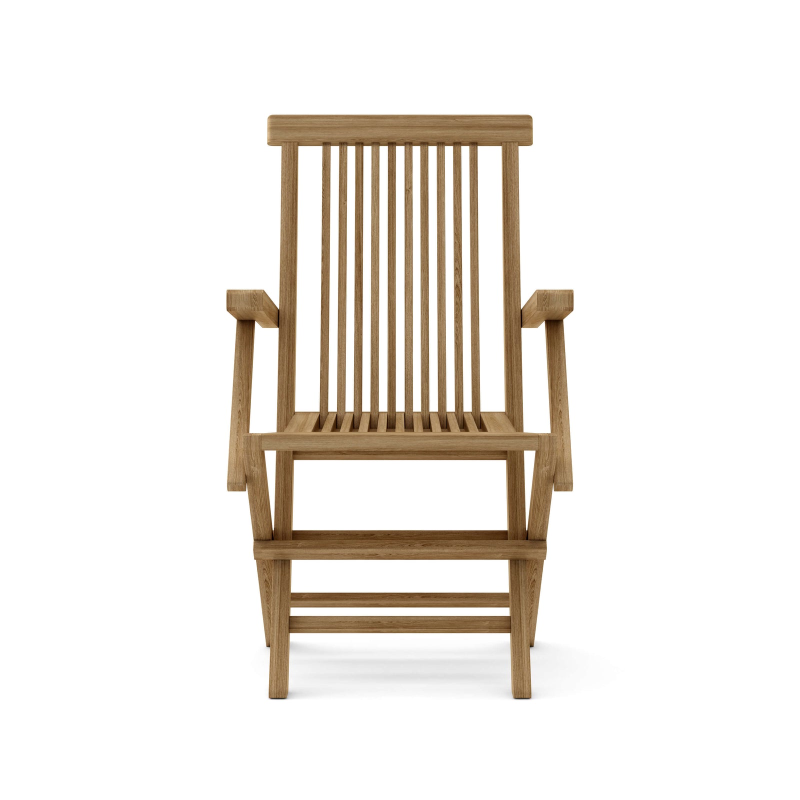 Wooden chair with slatted backrest on a white background