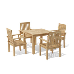Bahama Brianna 5 - Piece Teak Square Dining Set with Table & Armchairs
