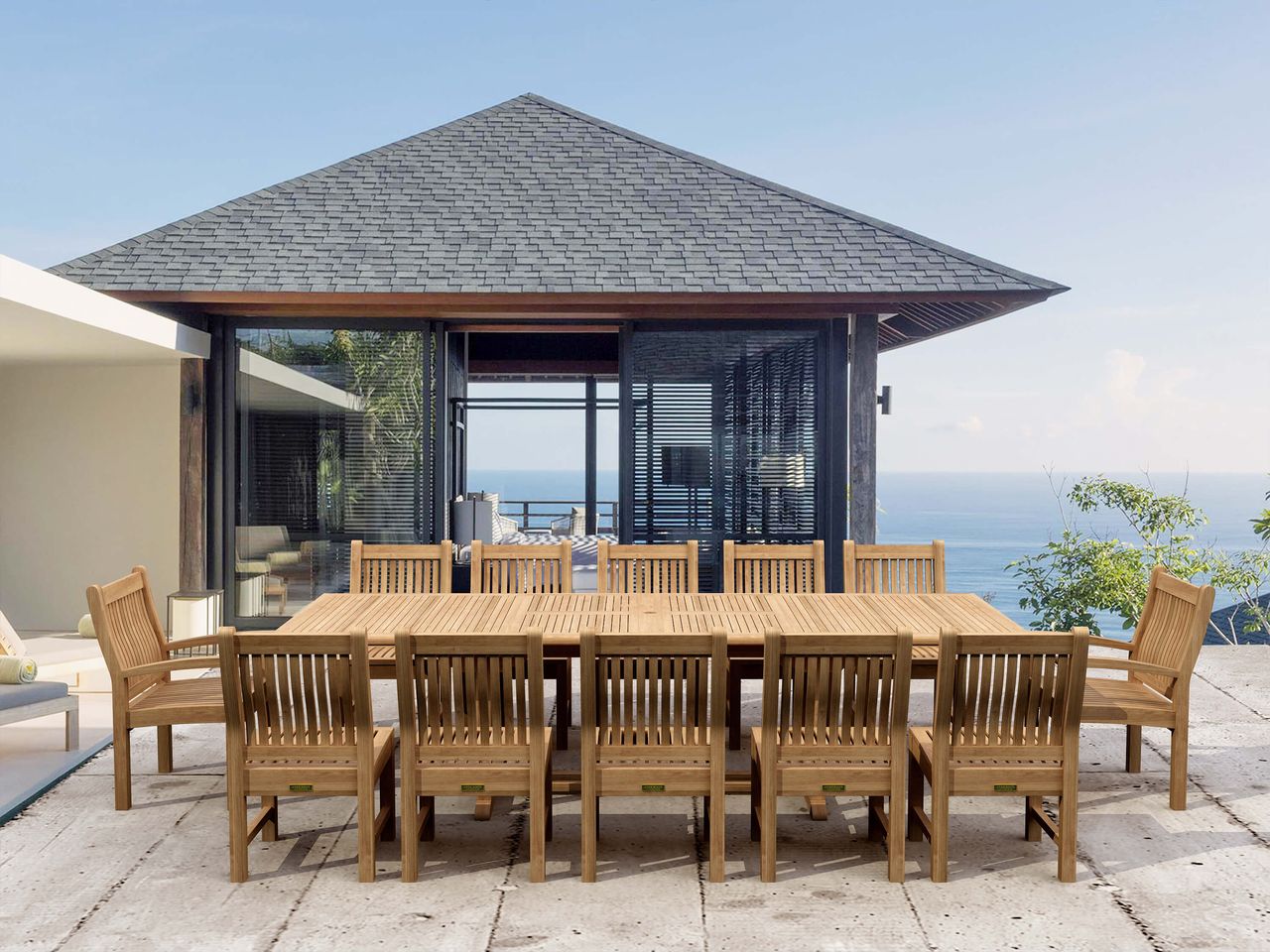 Valencia Sahara outdoor dining set for a finished backyard kitchen space