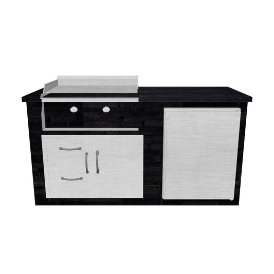 TrueFlame 6 Foot Luxury Outdoor Grill Island with 30-Inch Griddle, Polished Black Granite Countertops