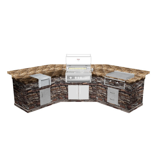 Cal Flame Customizable 15 Foot Grand Pavilion Laguna Q BBQ Island with Bar Seating GPV3100