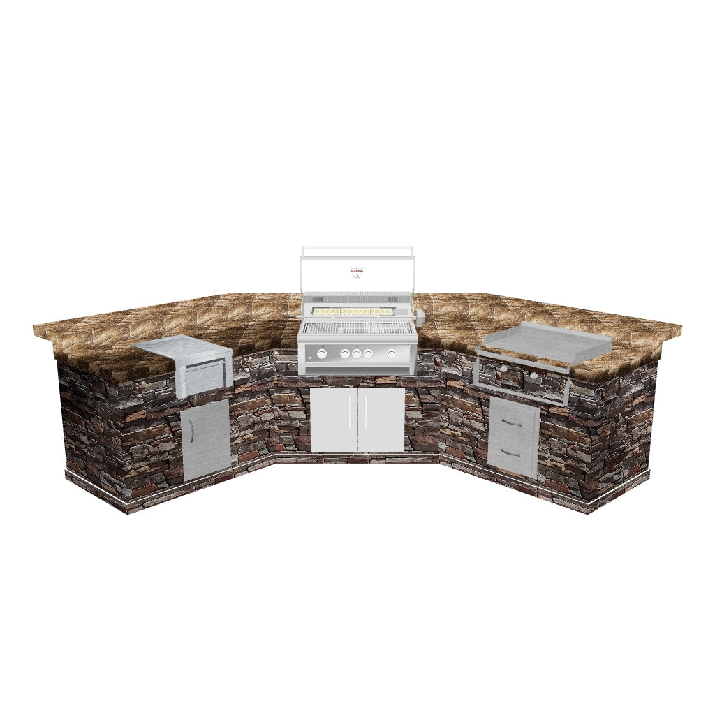 Cal Flame Customizable 15 Foot Grand Pavilion BBQ Island with Bar Seating GPV3100