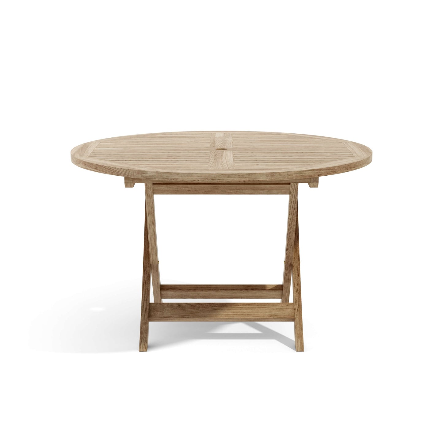 Wooden round table on a white background