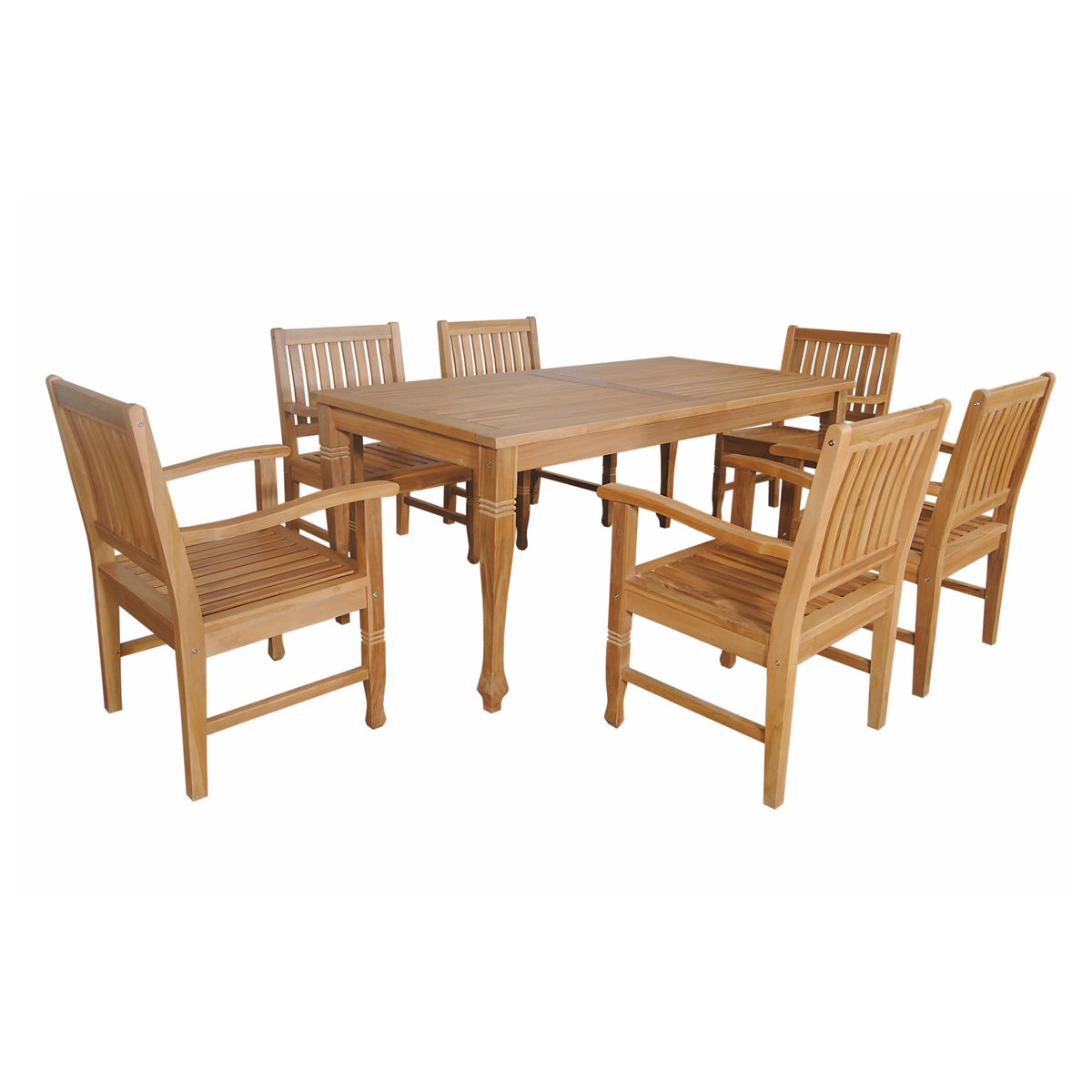 Wooden dining set with table and chairs on a white background