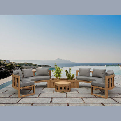 Outdoor patio furniture set with ocean view