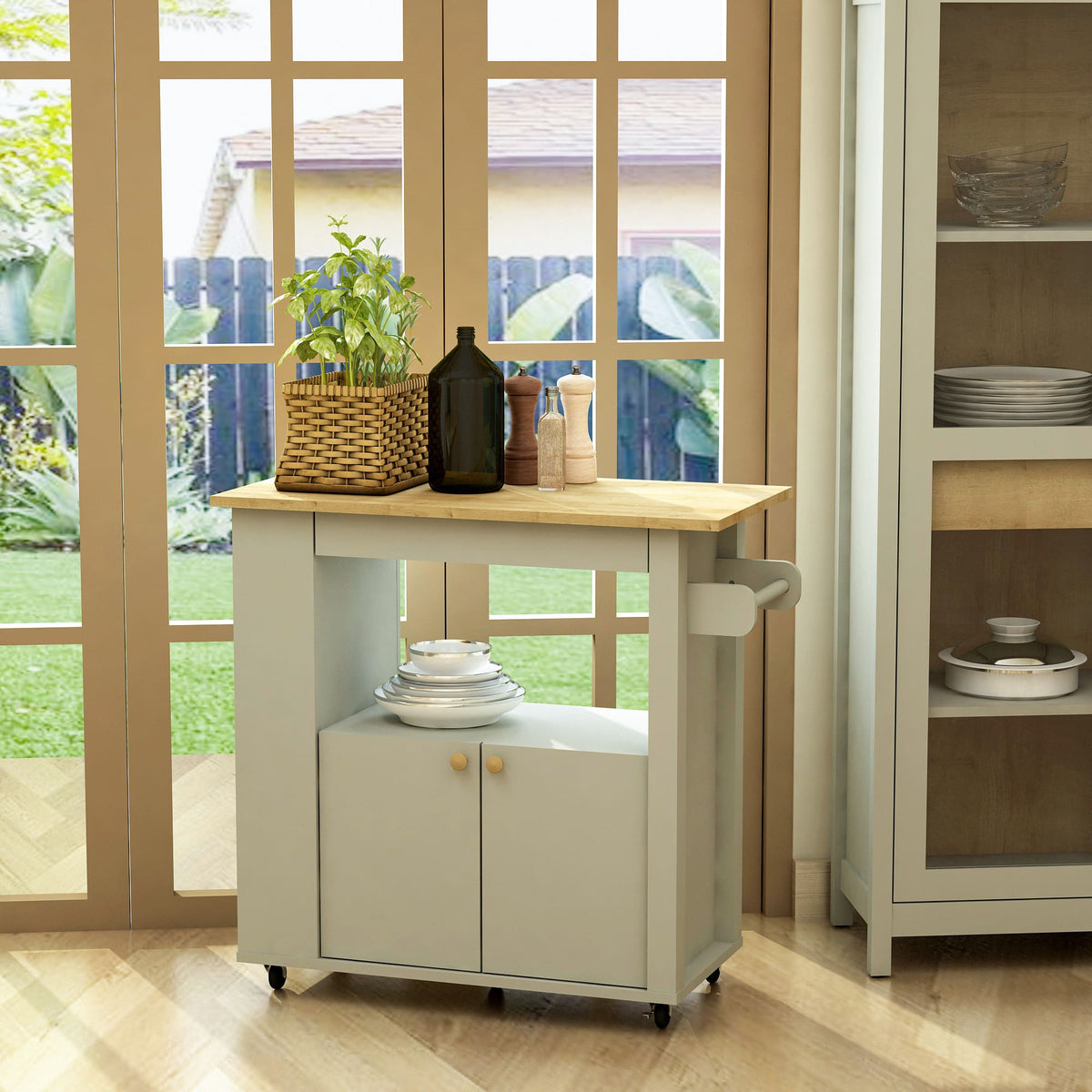 Astor 35" Kitchen Cart with Wheels &amp; Storage | BetterPatio // BetterPatio.com