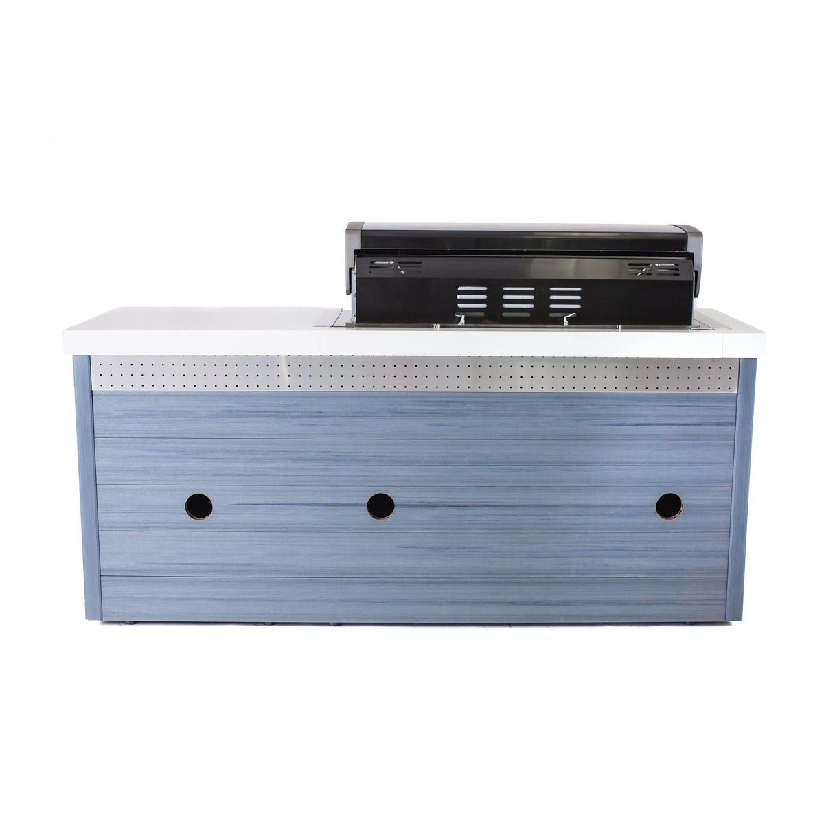 Mont Alpi MA805-AWBSS artwood island in black stainless on covered patio lifestyle