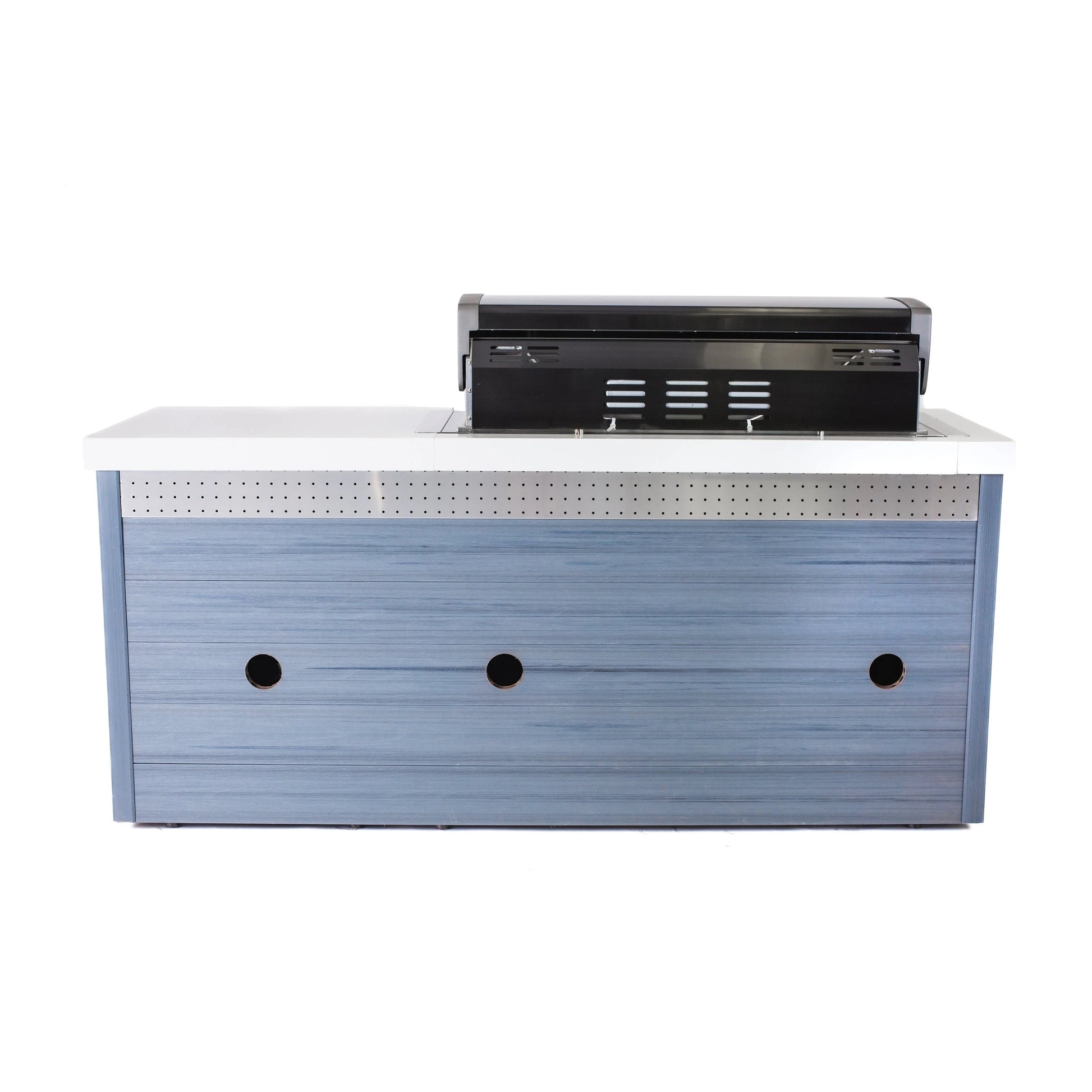 Mont Alpi MA805-AWBSS artwood island in black stainless on covered patio lifestyle