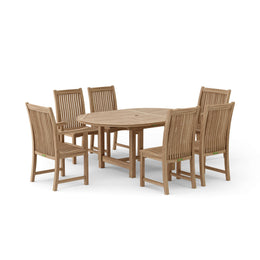 Bahama Chicago 7-Piece Dining Set - Teak Oval Extension Table & Chairs