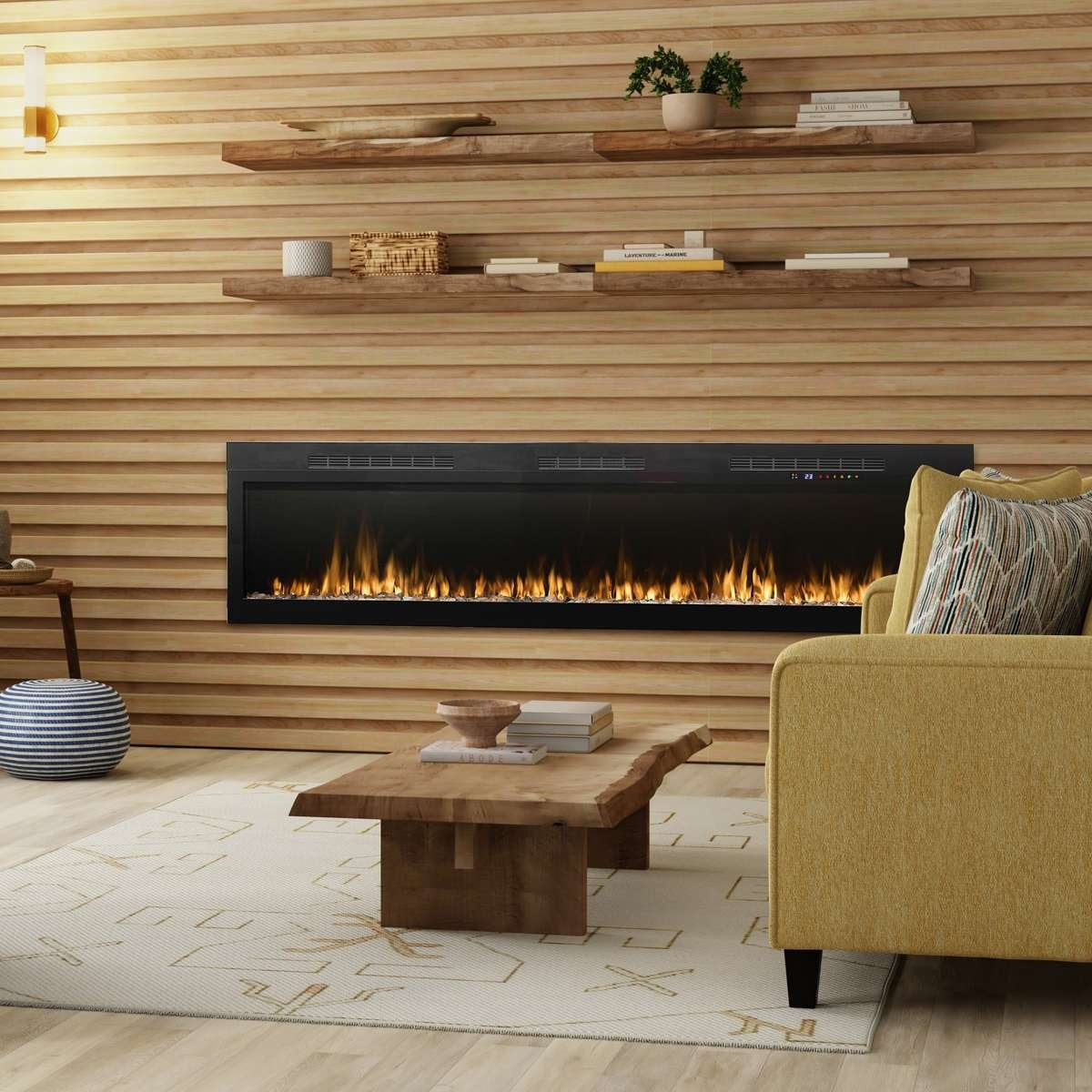 Vital Sense 74 Linear Fireplace in living room