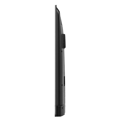 Side view of a black electronic device on a white background