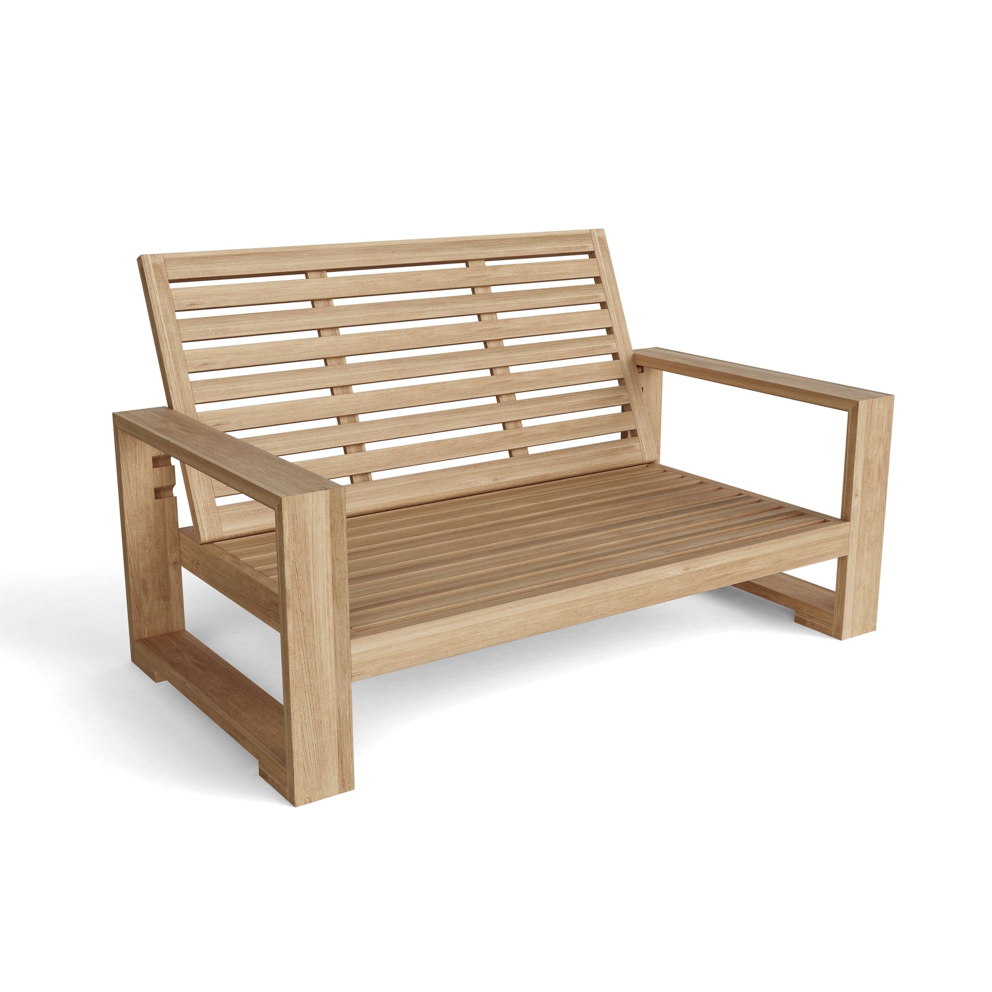 Anderson Teak Capistrano Deep Seating Loveseat - lifestyle view of loveseat on patio
