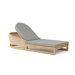 Catania Teak & Rattan Chaise Lounge with Sunbrella Cushions - Outdoor Sun Lounger