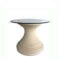 Fairbank Round Table - Cast Limestone Base with Glass Top Elegant Antique Finish