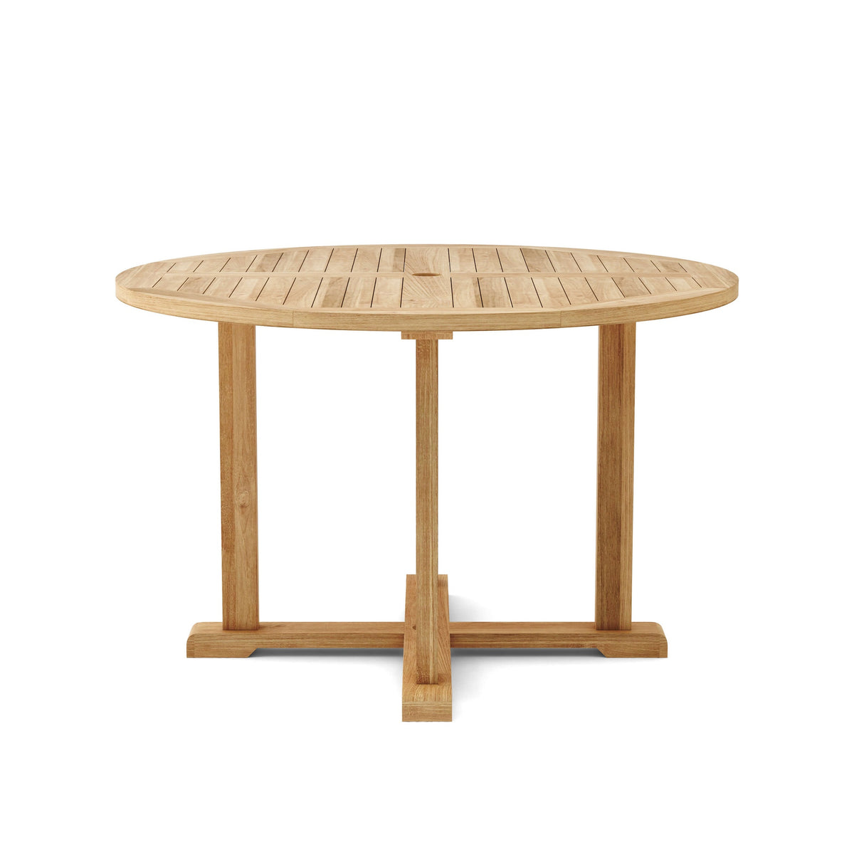 Wooden round table on a white background