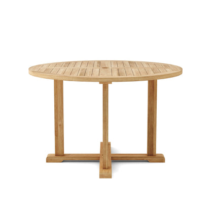 Wooden round table on a white background