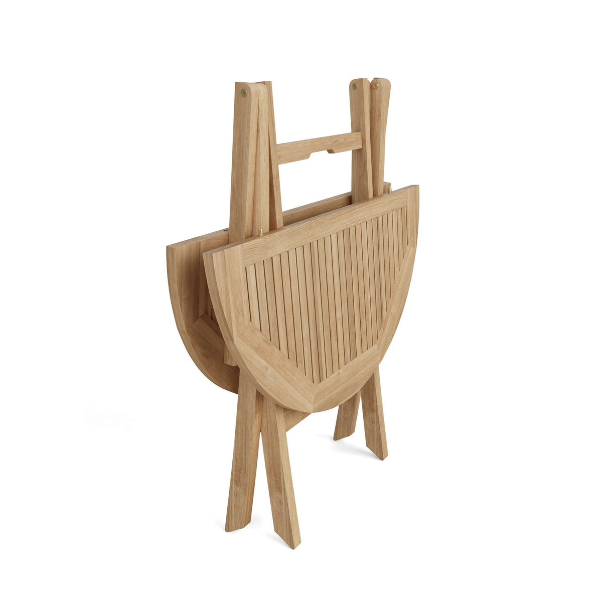 Wooden folding table with chairs on a white background