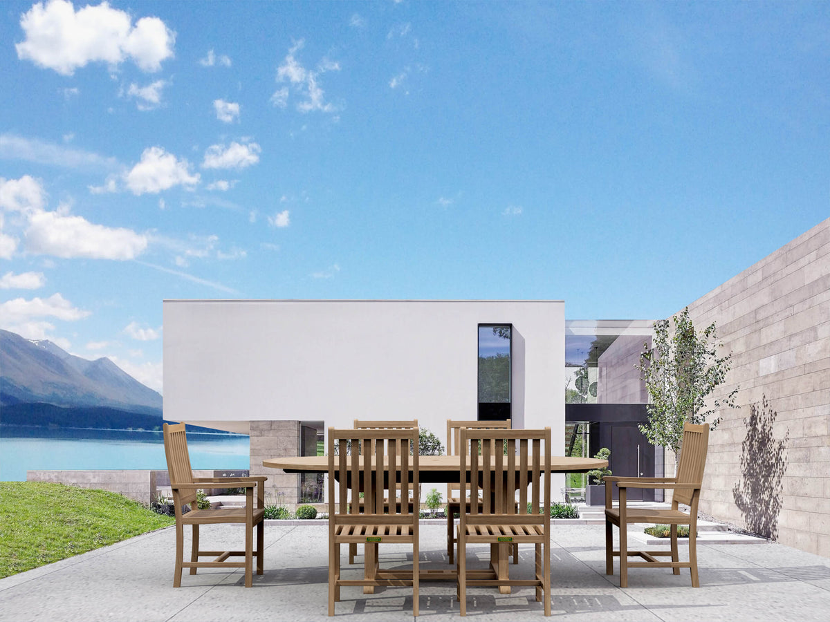 Bahama Wilshire 7 - Piece Teak Outdoor Extension Dining Set with Oval Table
