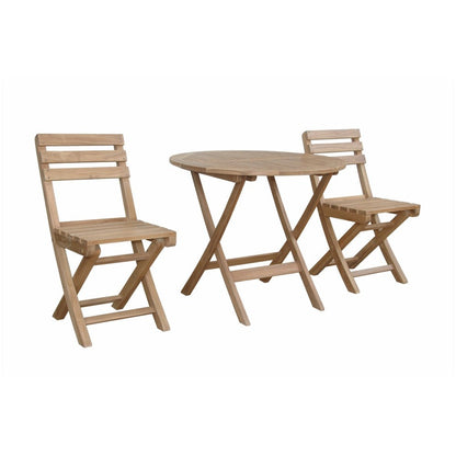 Wooden outdoor table and chairs set on a white background