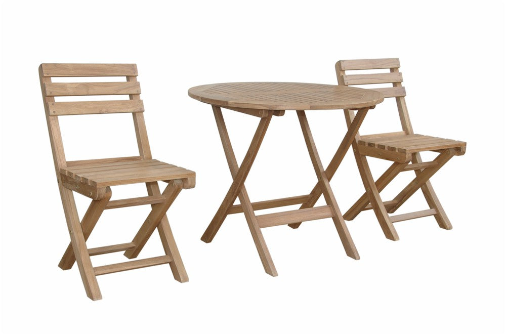 Wooden outdoor table and chairs set on a white background