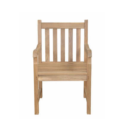 Wooden chair with armrests on a white background