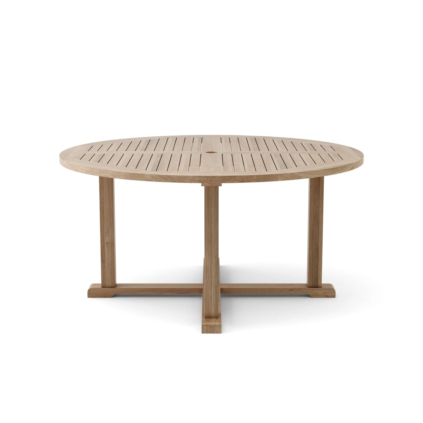 Wooden outdoor table on a white background