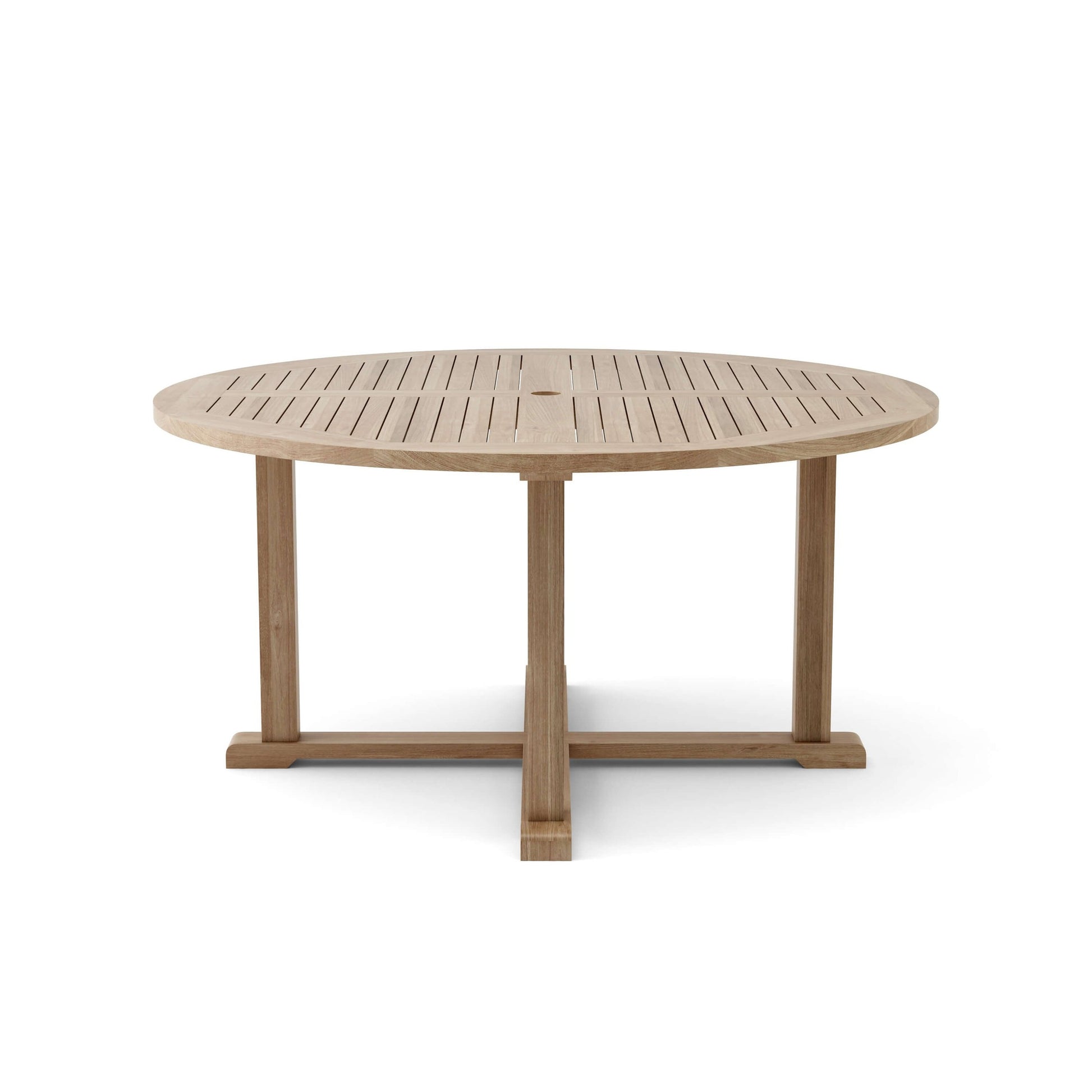 Wooden outdoor table on a white background
