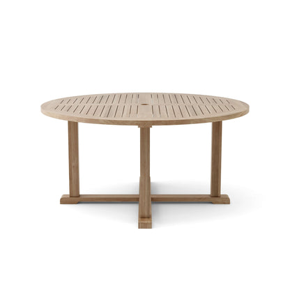 Wooden outdoor table on a white background