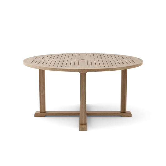 Wooden outdoor table on a white background