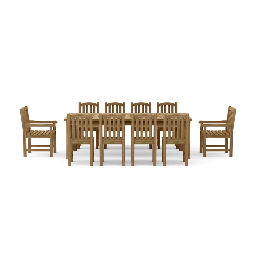 Wooden dining set with a table and chairs on a white background