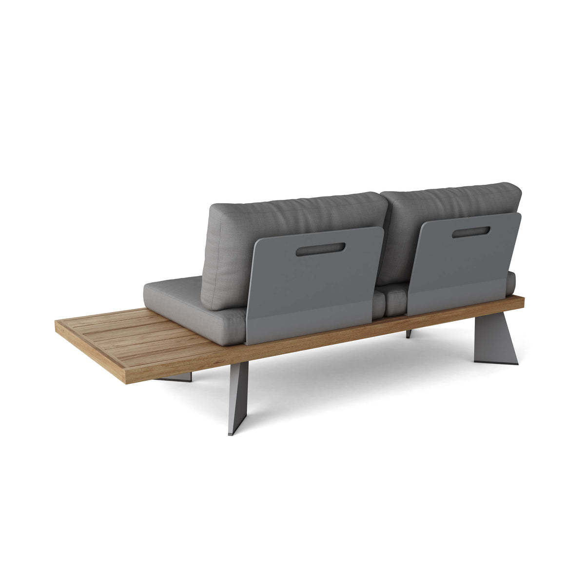 Oxford Platform 2-Seater – Teak & Aluminum Outdoor Sofa
