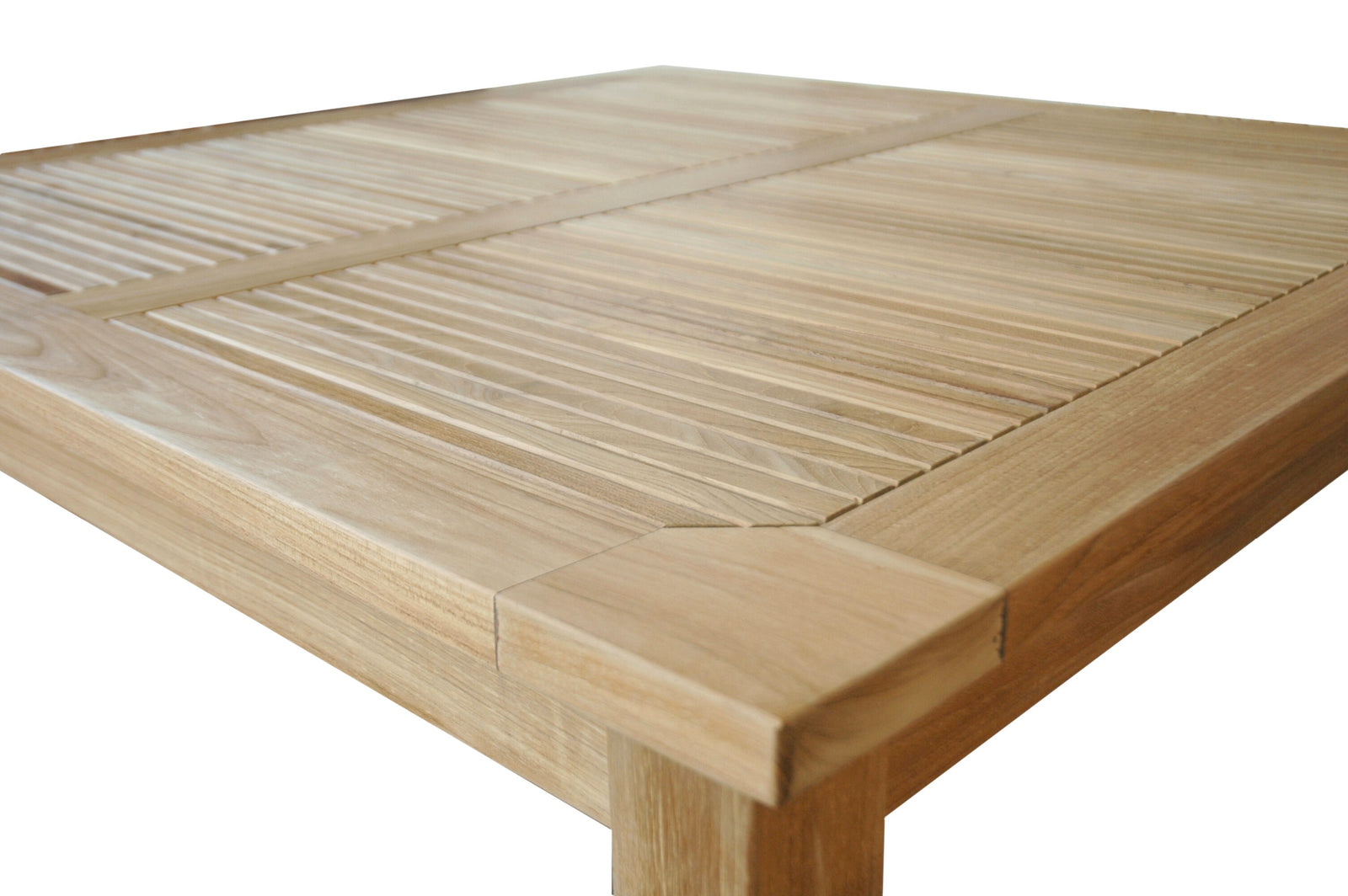 Wooden outdoor table with a white background