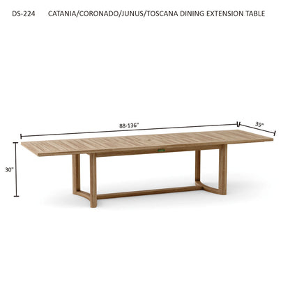 Anderson Teak Junus Dining Extension Table - leg and base detail of solid teak dining table