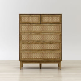 Bodrum 4+2 Drawer Chest with Synthetic Rattan Drawers and Gold Plated Handles