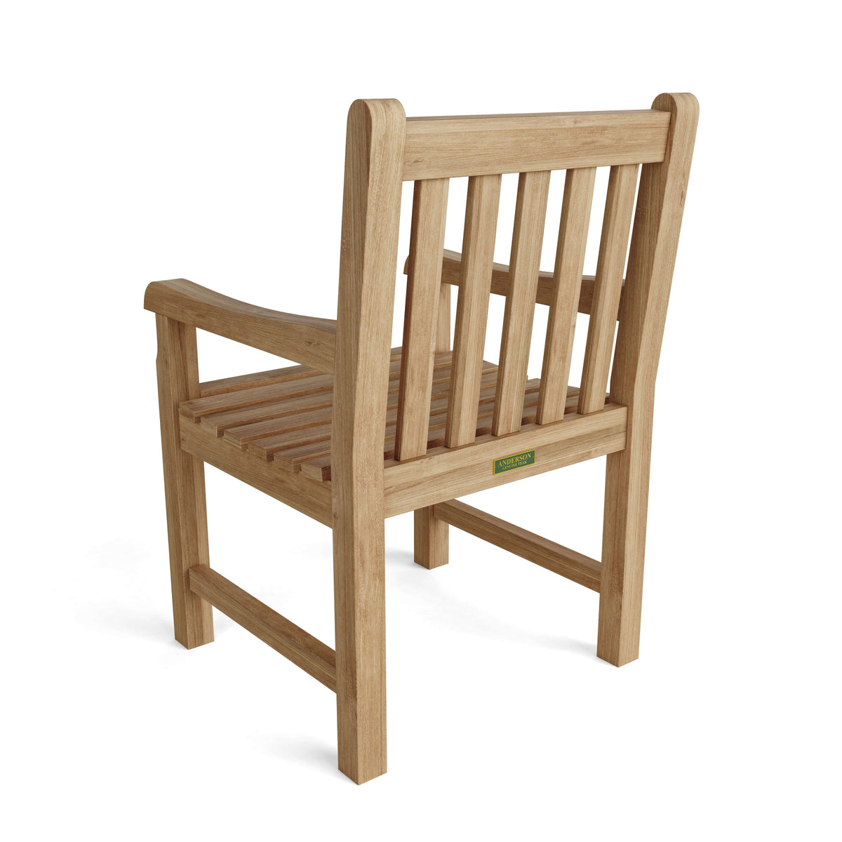 Wooden chair with a visible brand logo on a white background