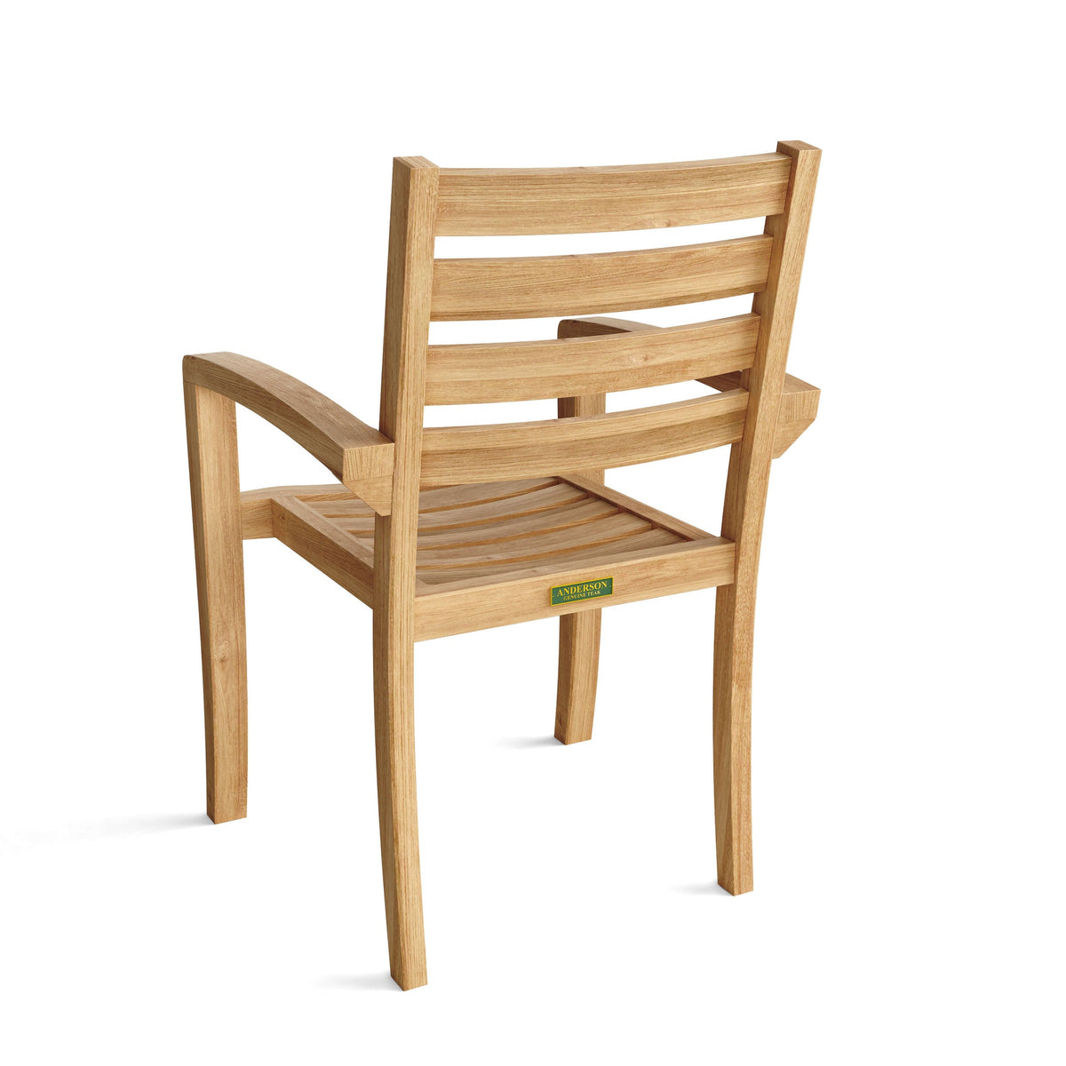 Anderson Teak Catalina Stackable Armchair Set of 4 - side profile of teak outdoor armchair