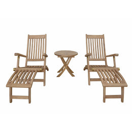 Tropicana Montage 3 - Piece Teak Steamer Lounge Set with Folding Table