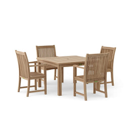 Windsor Classic Side Chair 5-Piece Dining Set - 47" Teak Square Table & Chairs