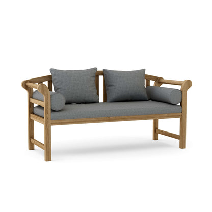 Anderson Teak Brisbane Deep Seating Bench - solid teak outdoor bench front view