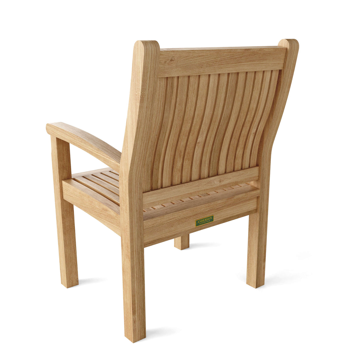 Wooden chair with armrests on a white background