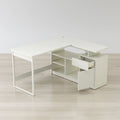 Lexi 55" L-Shaped Corner Desk with Storage, Drawer & Gloss White Finish